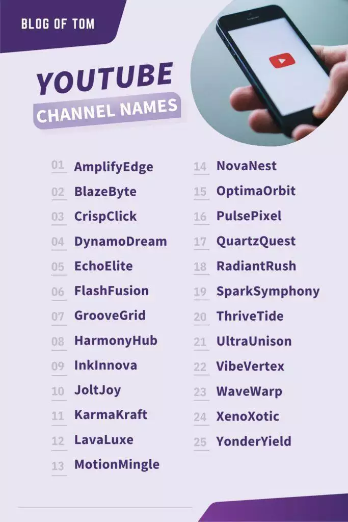 YouTube Channel Names Infographic