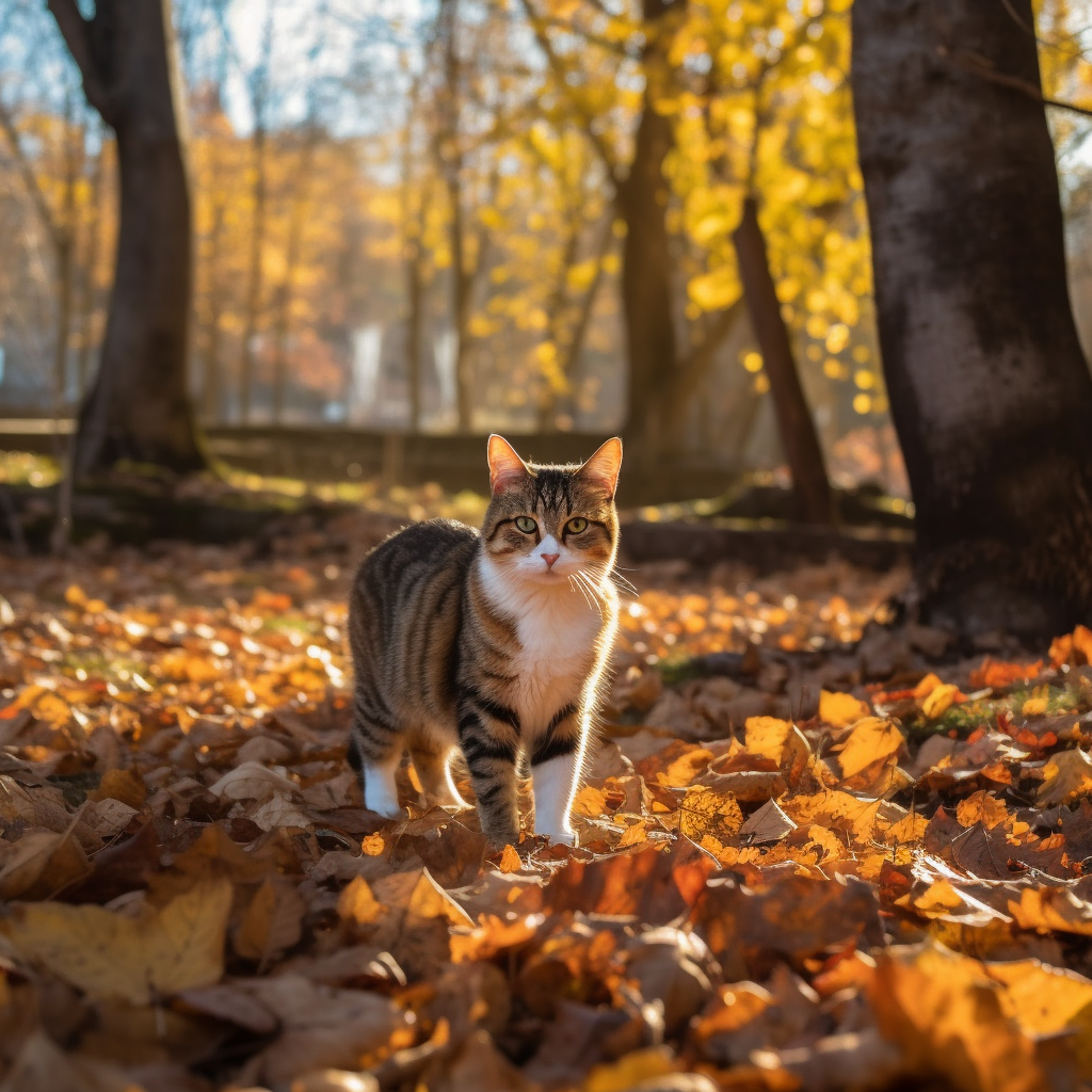 Rrrewind A Photograph Of A Cat In The Fall Outside Near Trees F 66a61fef C8ff 4284 B638 9bc72c54a4d3 